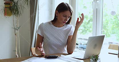 Woman check bills feels stressed due lack of money