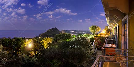 Night Panorama Of Corfu Island 