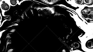 Ink bloom. Beautiful black watercolor ink drops transition on a white background.