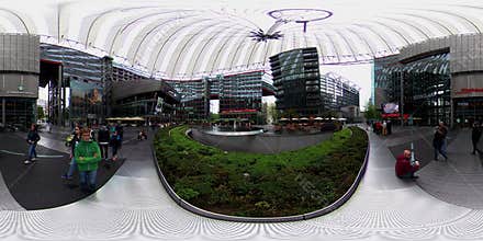 360VR 4K view of the Sony Centre in Postdamer Platz in Berlin Germany