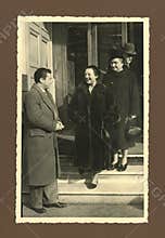Original 1945 antique photo - meeting