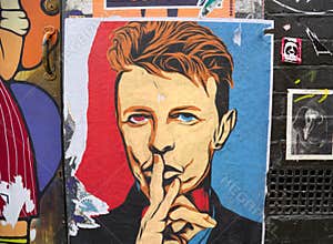Street art. David Bowie poster