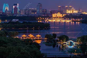 Night view of Nanhu Park, Changchun