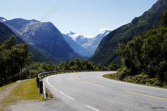Curvy mountain road in Norway