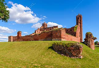 Ruins of the gothic Teutonic castle in Radzyn Chelminski, Poland, Europe