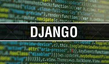 DJANGO with Abstract Technology Binary code Background.Digital binary data and Secure Data Concept. Software / Web Developer