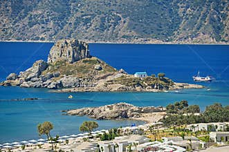 Vrachonisida Kastri - Greece island Kos. Beautiful concept for summer vacation and holiday. Beautiful landscape with sea, island a