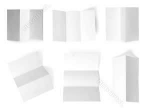 Set of blank brochures on white background. Mock up for