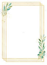 Botanical square decorative frame watercolor raster illustration