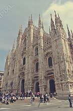 Tourists in front of Milan Catherdal, Italy