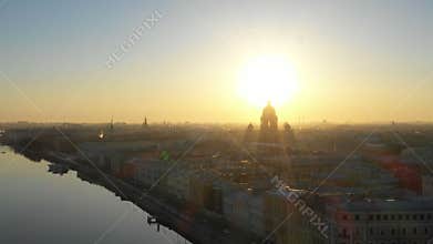 Amazing topview on center of St. Petersburg at the early morning