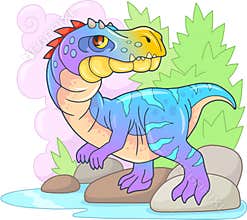 Prehistoric predatory dinosaur baryonyx, funny illustration