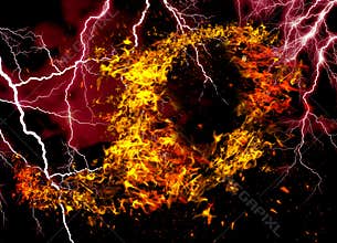Fire and flames with a burning dark red-orange background. Fire and flames. Element.