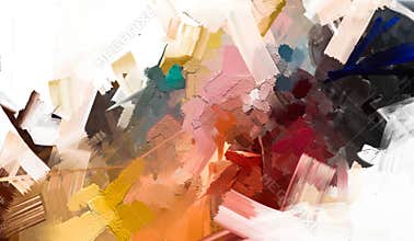 Abstract colorful oil painting on canvas texture. Abstract contemporary art for background