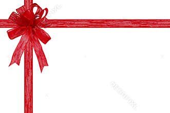 Gift ribbon and bow on a white background