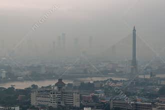 Pollution PM2.5 in the capital city in Bangkok Thailand