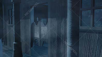 Ghost western town at night