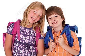 Kids posing for back to school theme