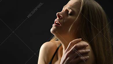 Lady suffering nervous breakdown, overcoming strong emotions and stress, anxiety