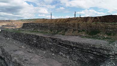 Coal mining open pit mine aerial black