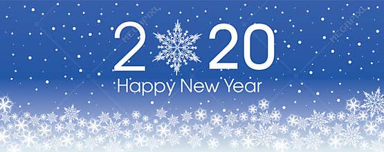 2020 Happy New Year card template. Design patern snowflakes