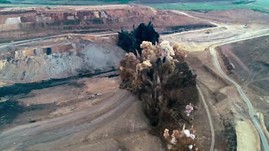 Coal mining explosive works aerial