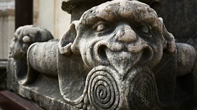Carved and decorated capital, with animal figures, monastery of Carmo
