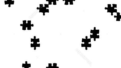 Set of four jigsaw puzzle transitions