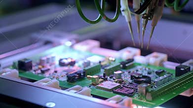 Electronic circuit board production. Automated Circut Board machine Produces Printed digital electronic board