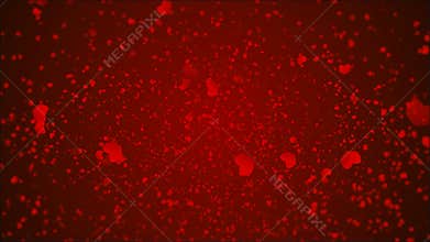 Many hearts on a festive red background