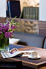 Coffee cup on restaurant table