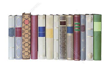 Books in a row, isolated, free copy space