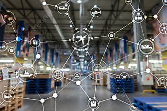 Global logistics network concept. Delivery Planning on virtual screen.