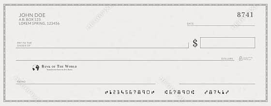 Blank bank check template.