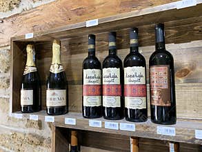 Baku, Azerbaijan, September, 09, 2019. Azerbaijani wines in the old town of Icheri Sheher. Baku, Azerbaijan