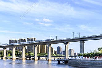 Yitong River Viaduct and High-speed Railway Landscape in Changchun