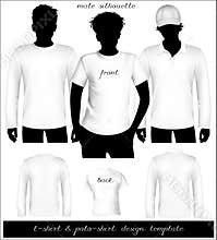 Men white t-shirt and polo shirt template with hu