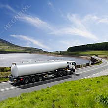 Fuel truck driving on highway