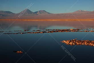 Volcano licancabur in a chilean lagoon