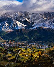 Town under the snow mountain