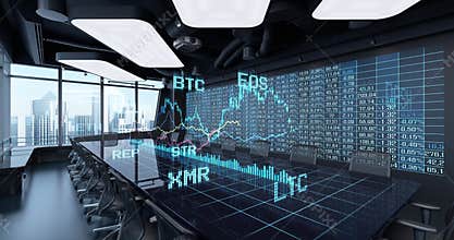 Charts Statistics Cryptocurrency Bitcoin Exchange trading Gambling concept