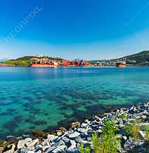 Cargo ship in Narvik port, Norway
