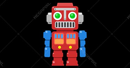 Dancing retro toy robot cartoon style looped loop animation