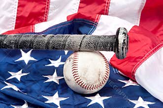 Baseball on American flag