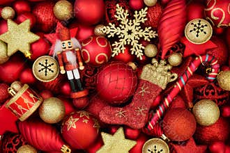 Red and Gold Christmas Tree Bauble Decorations