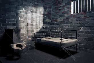 Dark prison cell at night