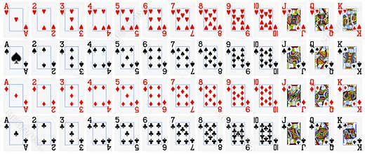 Full set of playing cards isolated on white