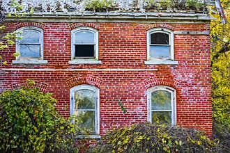 Abandoned Brick House in the Woods