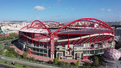 Aerial view over Benfica Lisbon soccer stadium - CITY OF LISBON, PORTUGAL - NOVEMBER 5, 2019