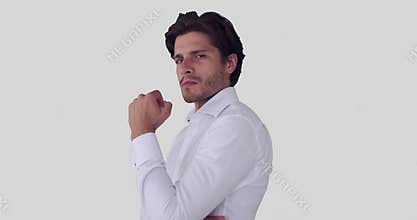 Businessman giving approval by shaking his head